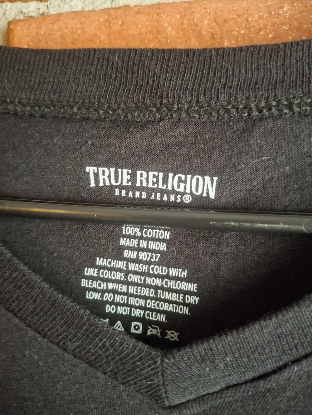 True Religion Black Short Sleeve V-Neck Tee